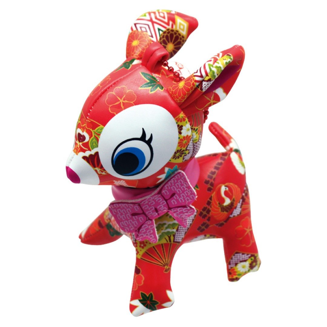 Puchi Babie Key Chain Kimono RD Deer Cute Doll Gift Present Japan - 玩偶/公仔 - 其他材质 红色