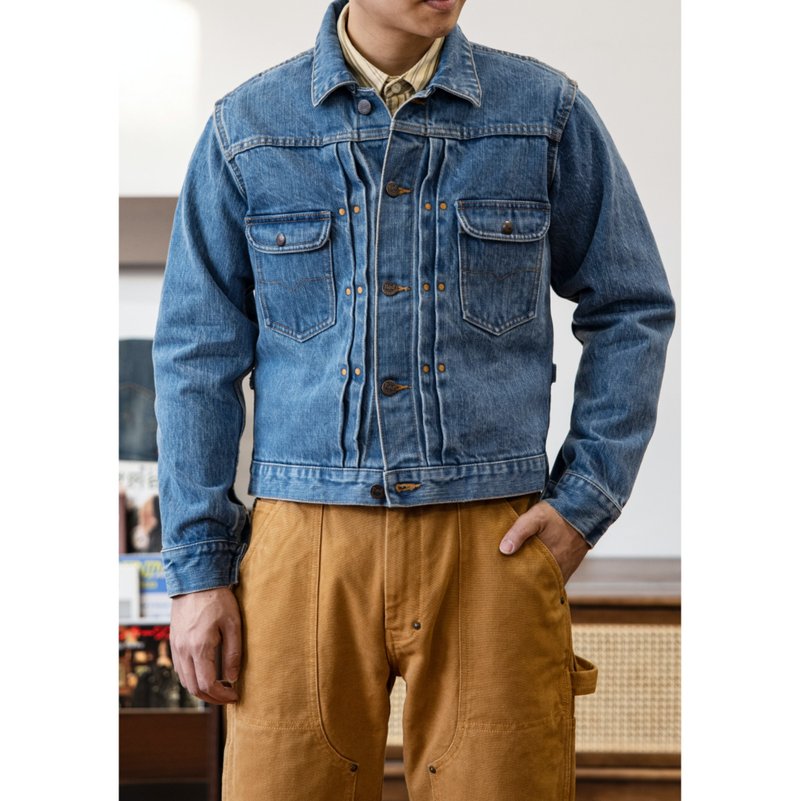 洗水蓝牛仔外套 修身剪裁 已脱浆 18oz蓝色赤耳丹宁 11MJ - 男装外套 - 棉．麻 蓝色