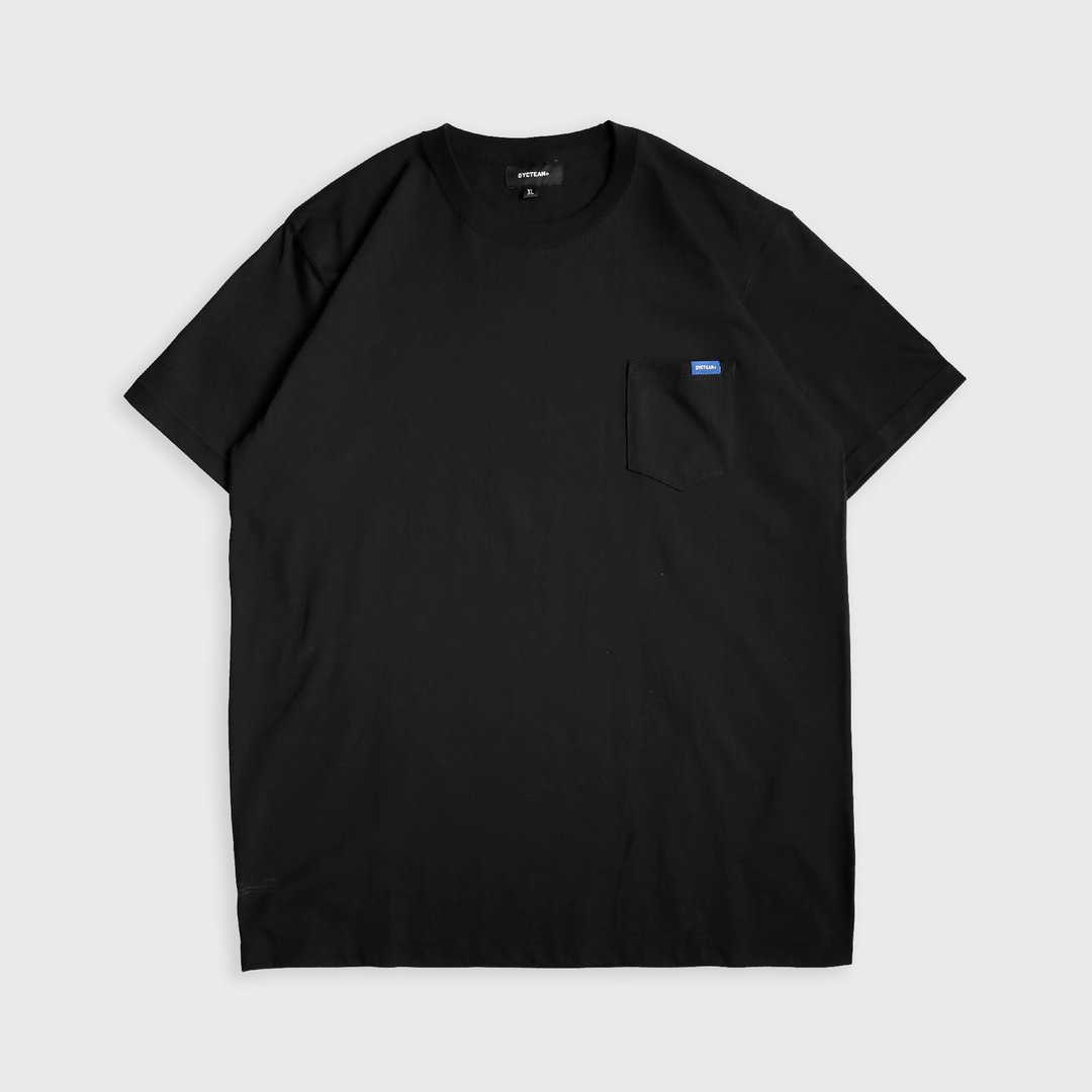 DYCTEAM - CLASSIC BLUE - 4052重磅口袋TEE (black) - 中性连帽卫衣/T 恤 - 棉．麻 黑色
