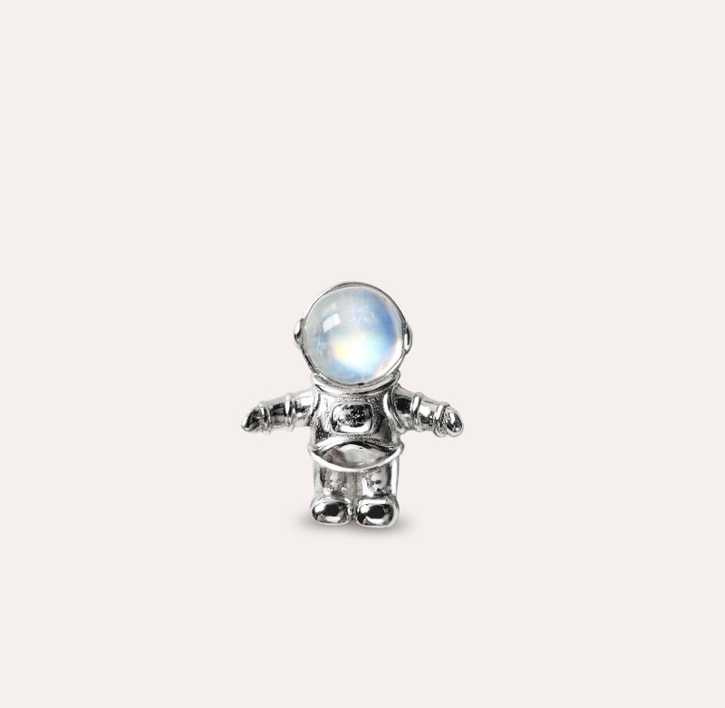 AND 月光石 蓝色 圆形 6mm 坠子 幻想系列 Space Family C 天然宝 - 项链 - 银 蓝色