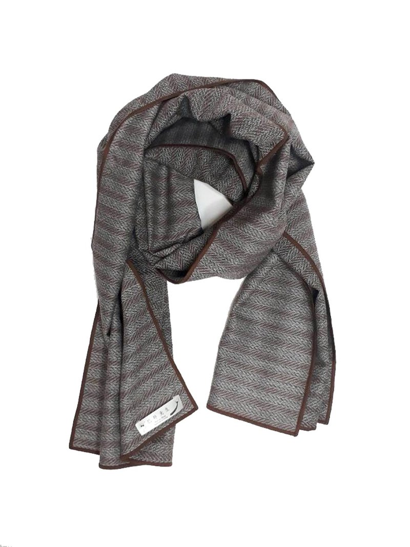 羊毛西装料 / 收藏老布 人字纹围巾 - 围巾/披肩 - 羊毛 咖啡色