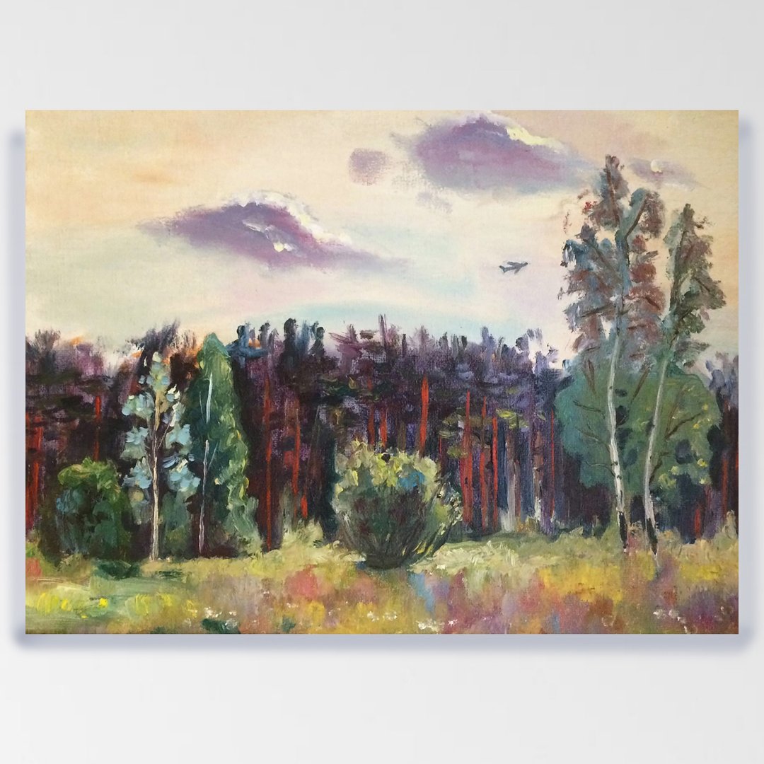 森林画手绘原创布面油画山水画 / 这幅画是在露天画的 - 海报/装饰画/版画 - 棉 