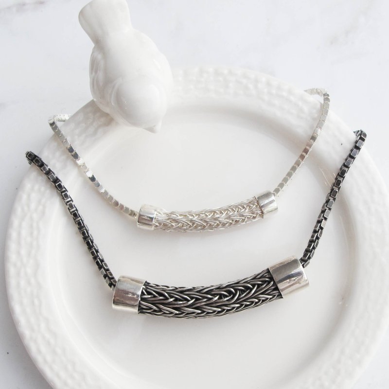 【手工定制银饰】织情 | 手工纯银情侣手链 | 大员囡仔 - 手链/手环 - 纯银 银色