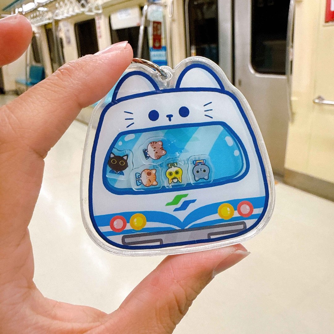 Metro Taipei台北捷运x猫咪柑仔店 猫咪摇摇乐吊饰-车头款/车厢款 - 钥匙链/钥匙包 - 压克力 