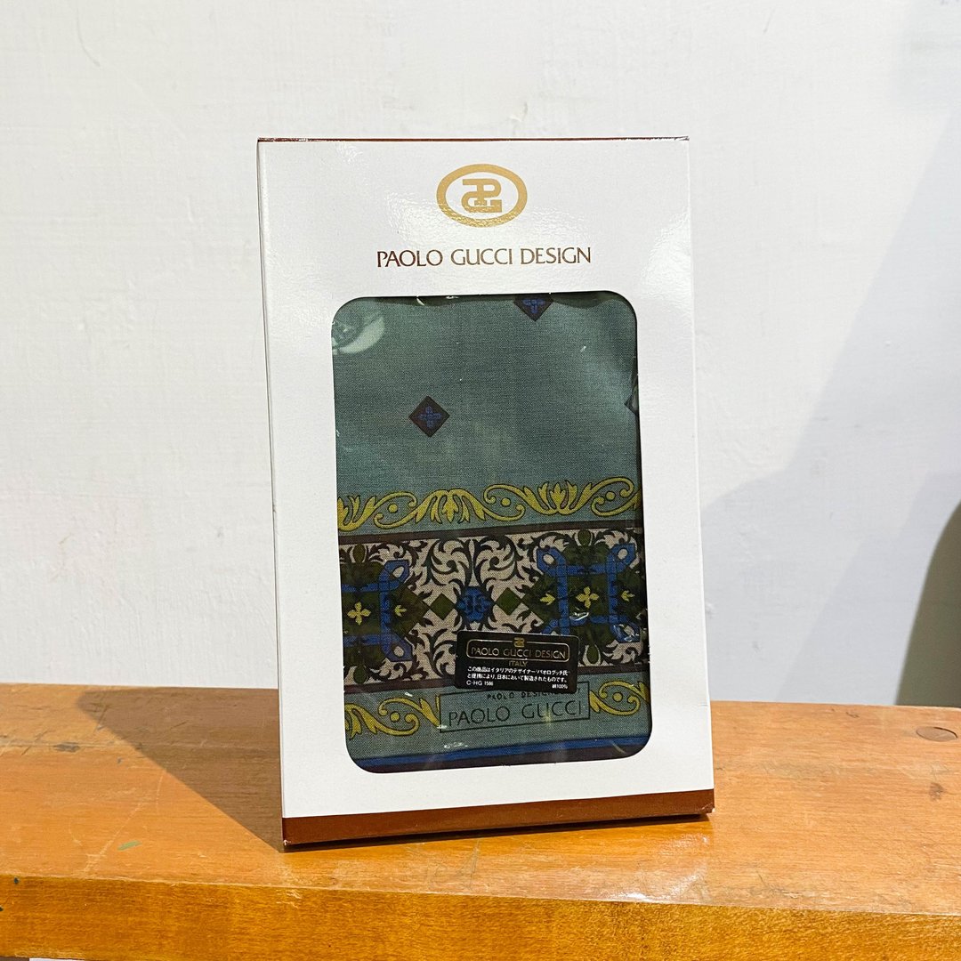 中古Paolo Gucci|100%全新|古着棉巾|手巾|方巾|手帕|围巾|头巾 - 丝巾 - 棉．麻 绿色