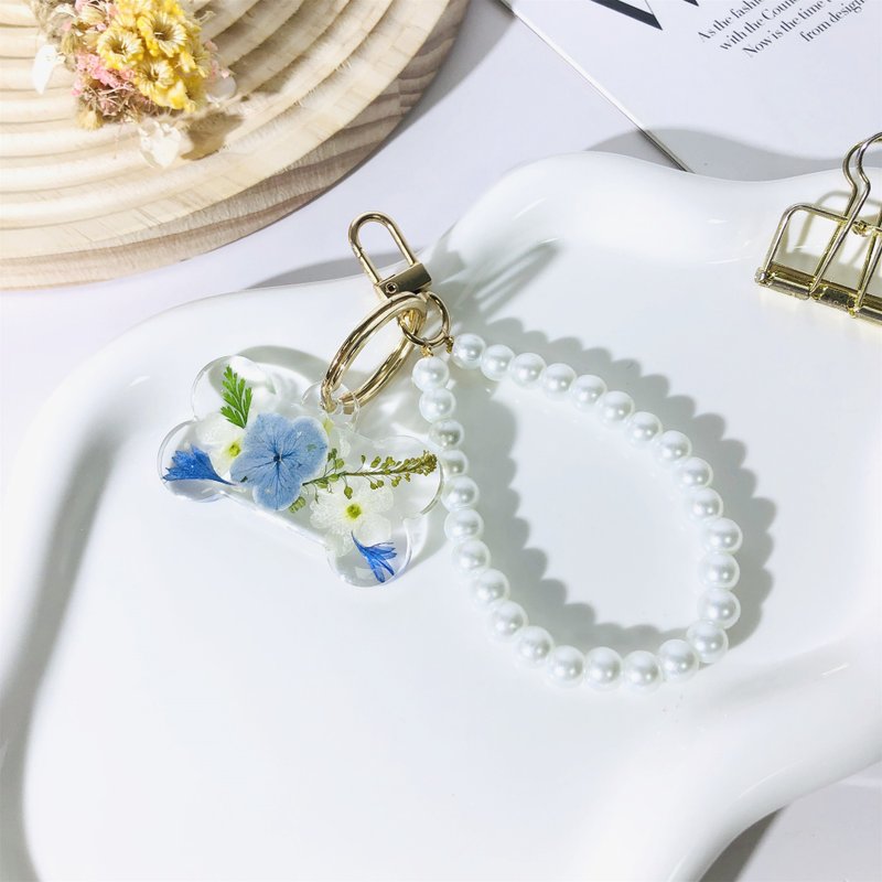 春日系列绿色白色押花钥匙扣 把春天和爱意随身携带 多种形状可选 - 钥匙链/钥匙包 - 植物．花 