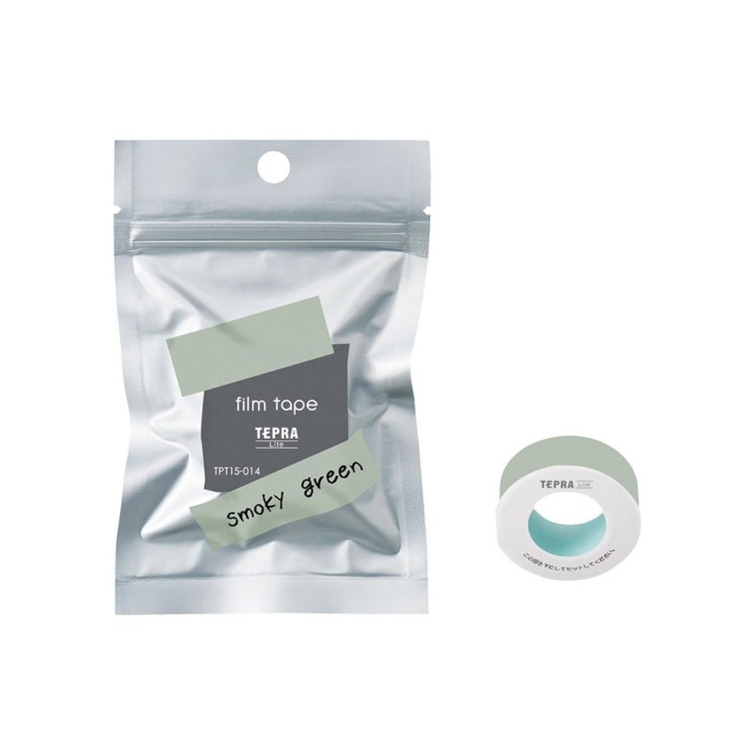 【KING JIM】TEPRA LITE 热感式标签薄膜自黏胶带 15mm 烟熏绿 - 纸胶带 - 其他材质 绿色