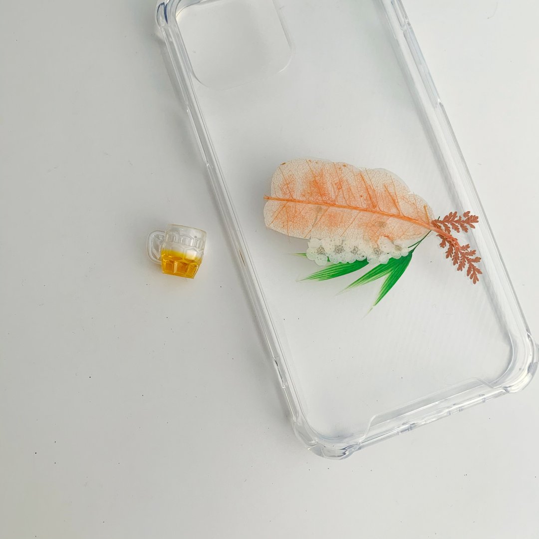 玩食物系列 原创寿司 炸虾 食物押花 手机壳押花手作手机壳 - 手机壳/手机套 - 塑料 多色