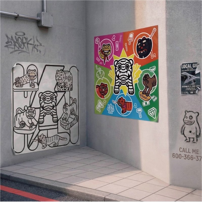 虎气满满 招财海报 HOLY YA 祈福居家挂画 台湾神兽插画 - 海报/装饰画/版画 - 纸 