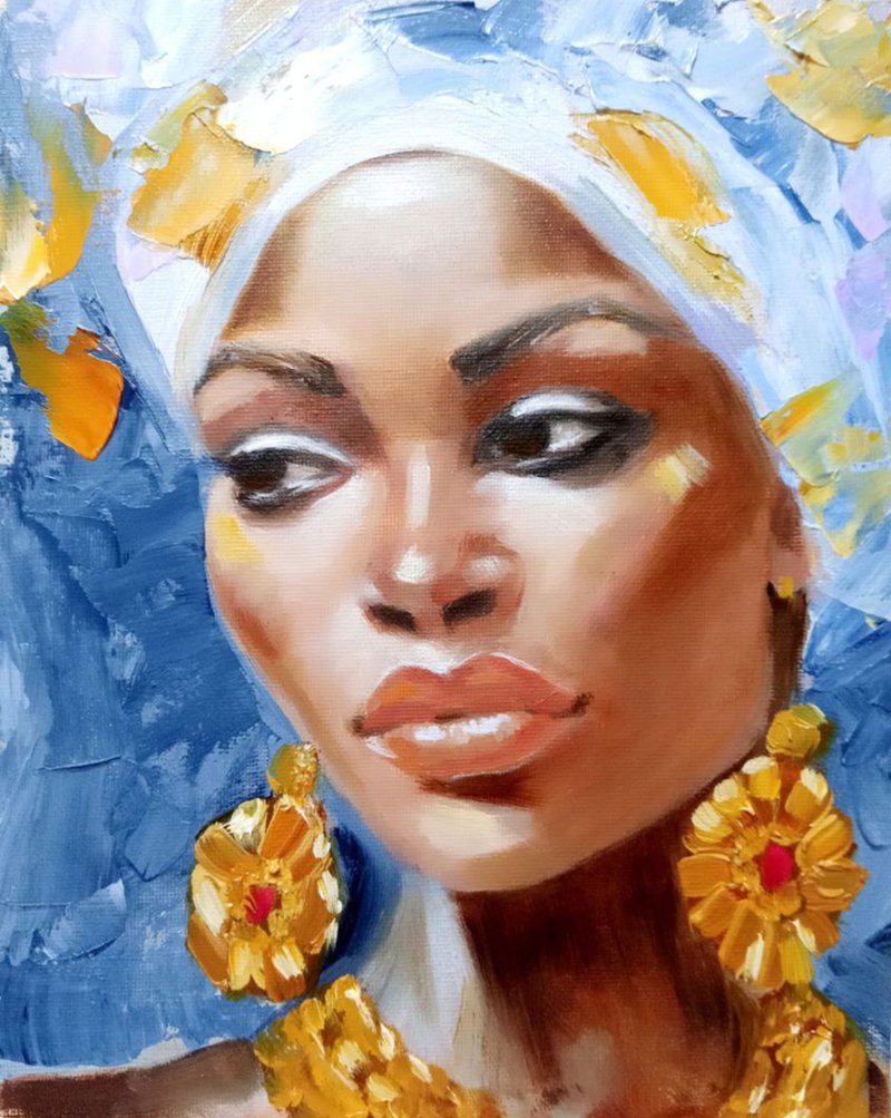 美丽的女孩绘画原创艺术厚涂油画帆布画 - 海报/装饰画/版画 - 棉．麻 咖啡色