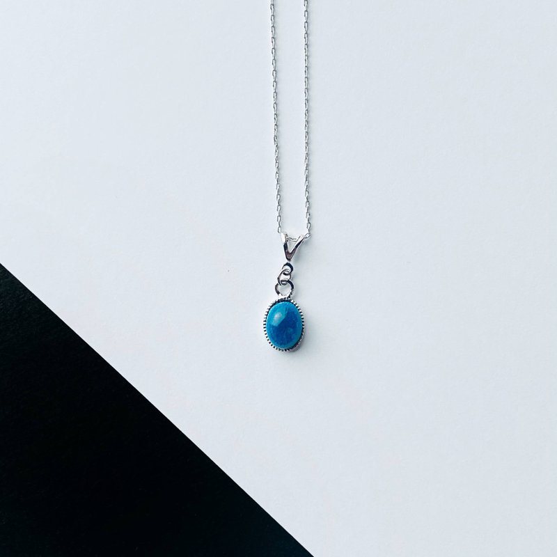 一粒ペンダント【スカイブルー Sky Blue】 七宝焼のペンダント 純銀張七宝 - 项链 - 其他材质 蓝色