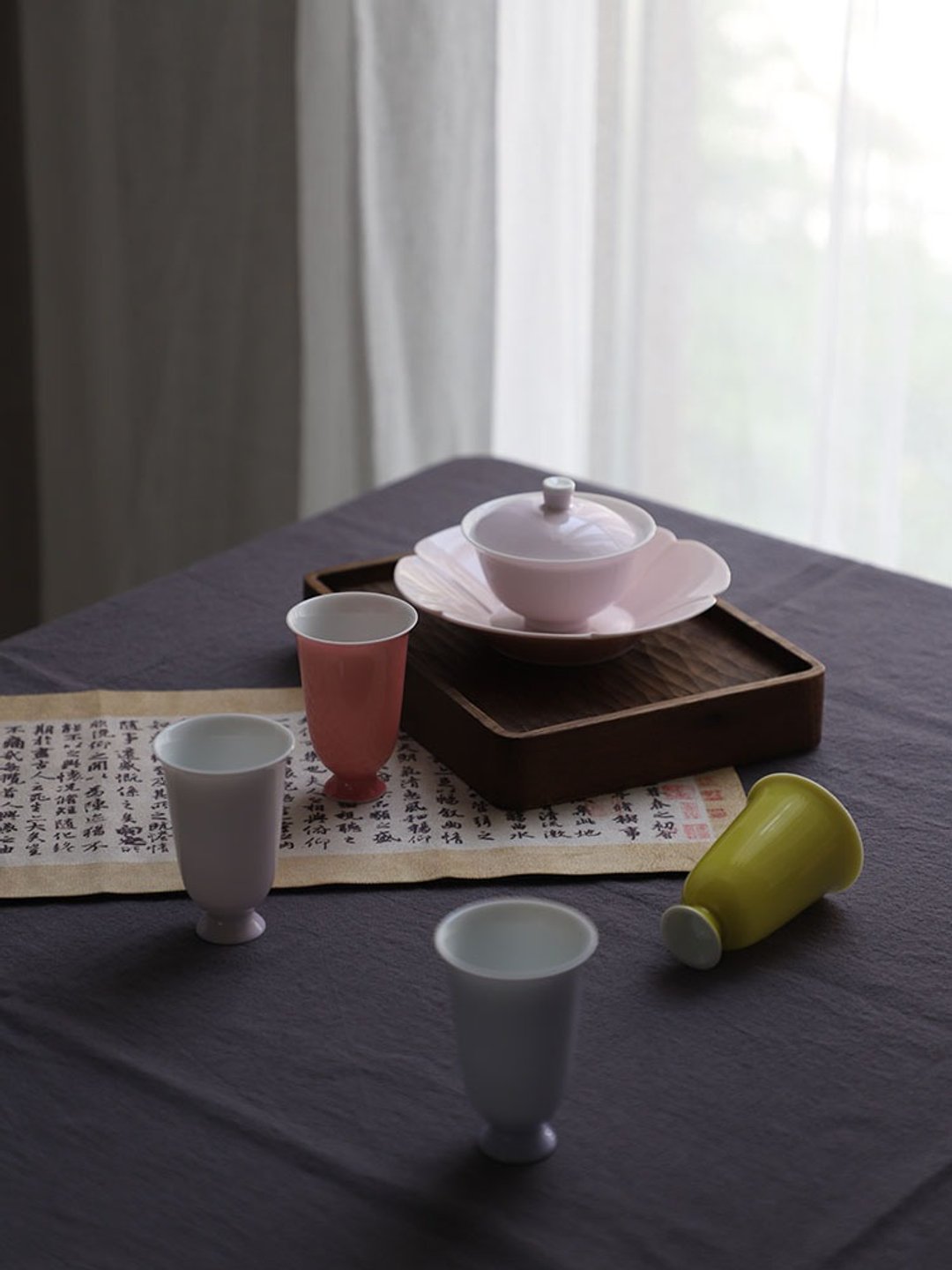 糖果色 高足品杯 闻香杯 喝茶杯 80ml 高温颜色釉 手工中式茶器 - 茶具/茶杯 - 瓷 粉红色