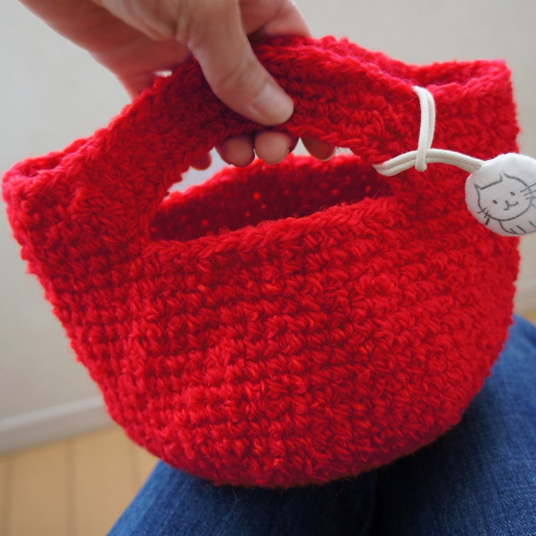 Ba-ba handmade Crochet bag  No.CSB38 - 手提包/手提袋 - 其他材质 红色