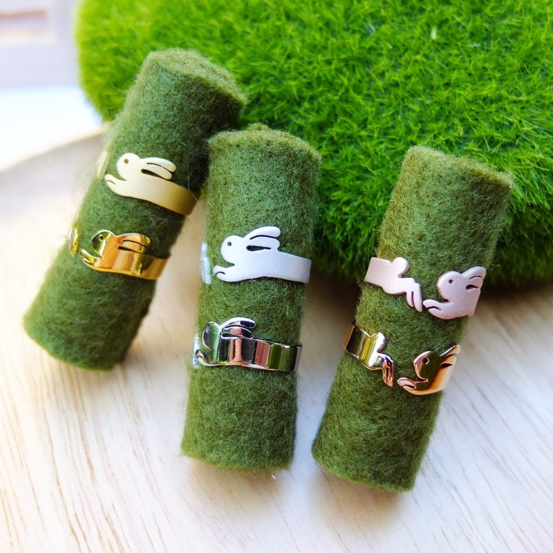 RING RABBIT - 戒指 - 其他金属 银色