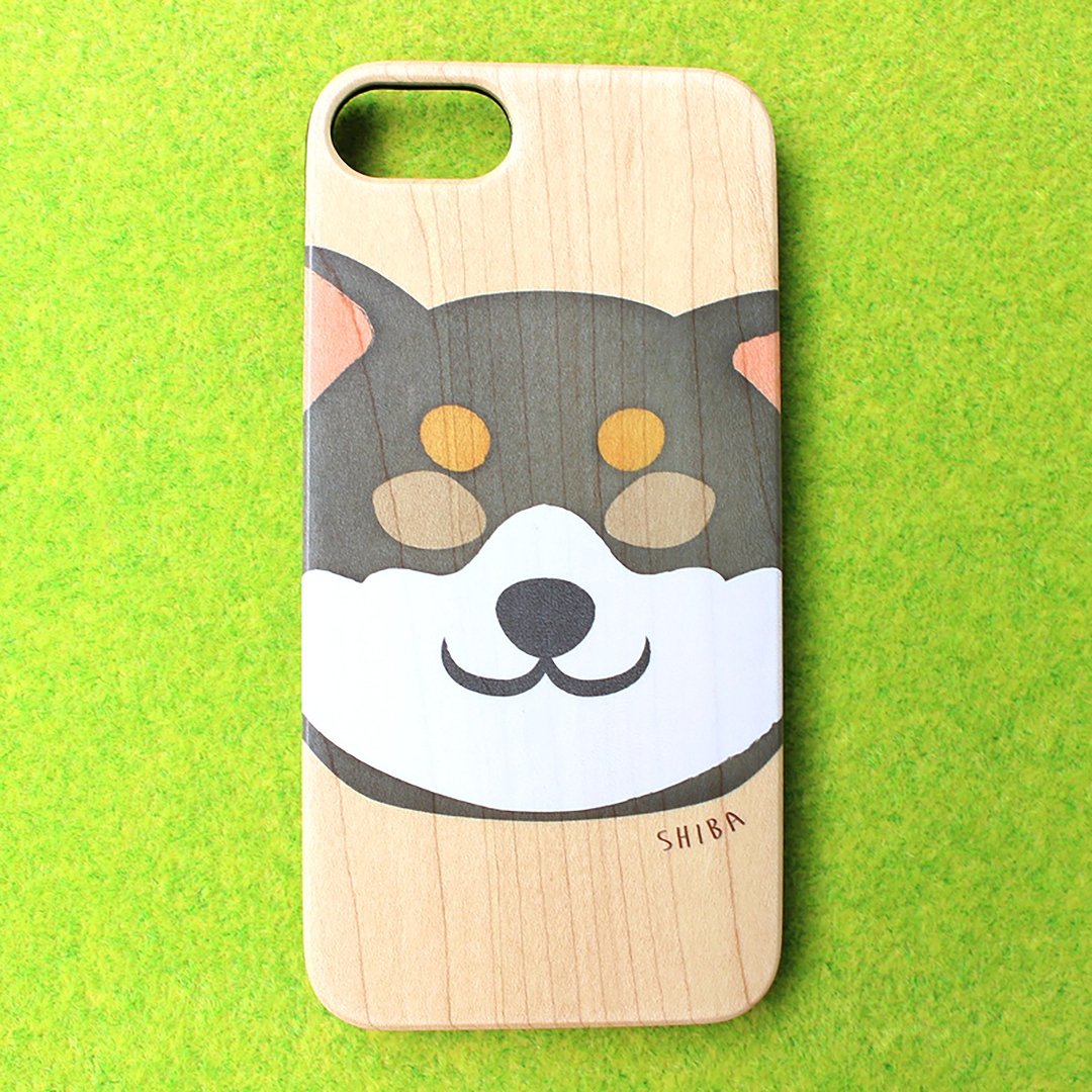 Shiba Inu Kuroshiba Wood Smartphone Case - 手机壳/手机套 - 人造皮革 卡其色