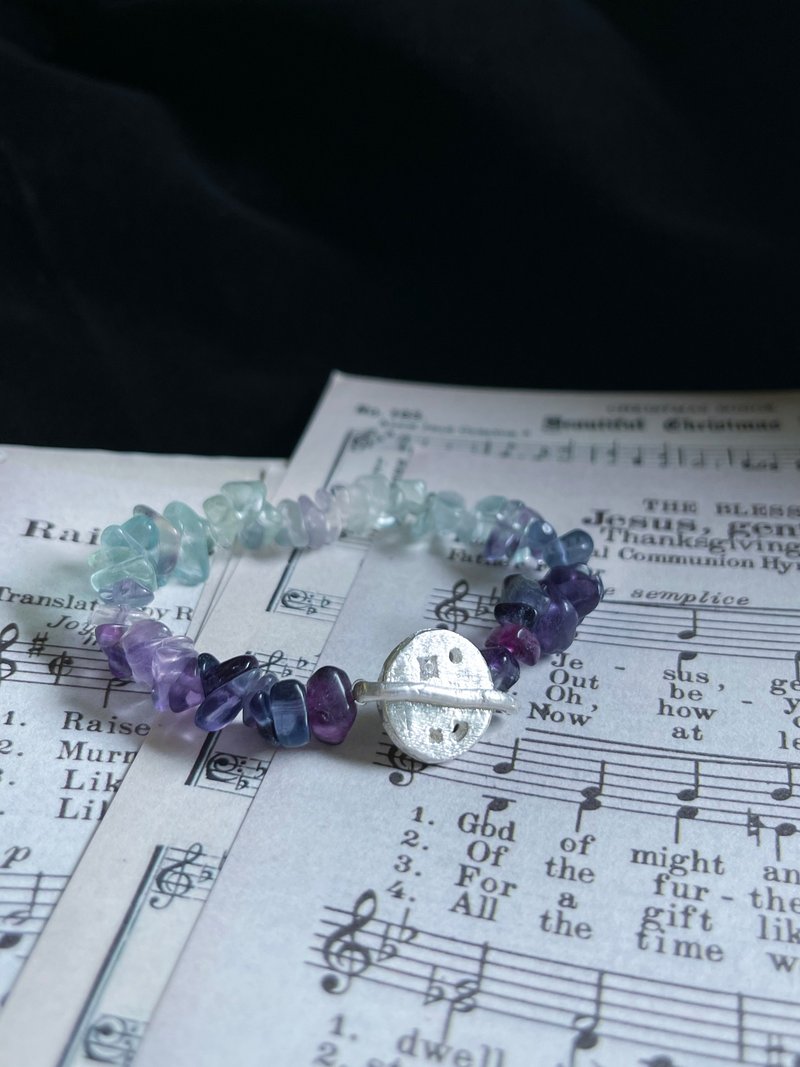 手工制纯银星球 随形萤石 手链 - 手链/手环 - 纯银 