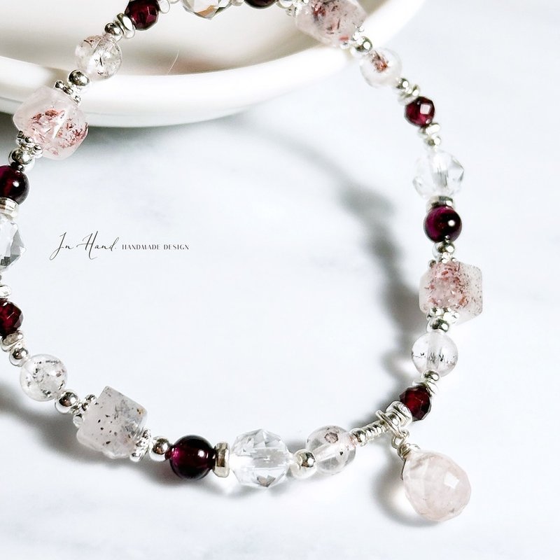 晨光石榴红-超七金草莓.石榴石-设计款手链 - 手链/手环 - 水晶 红色