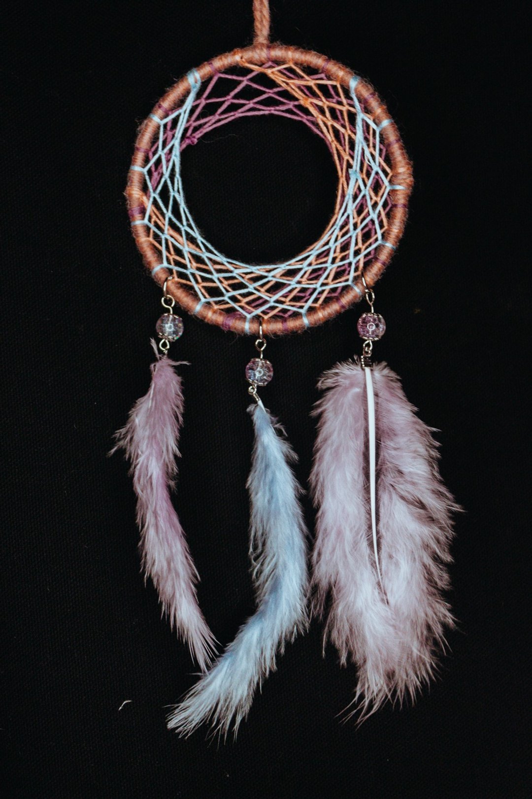纯手工捕梦网 Handmade Dreamcatcher－【编织月亮－藕粉紫蓝】 - 摆饰 - 棉 粉红色