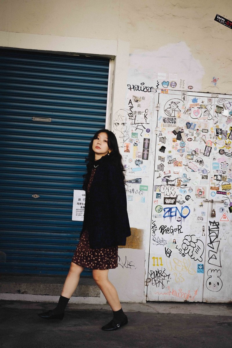 纯情百货行 Vintage 古着 古着外套 黑夜蓝星毛料西装外套 SU16 - 女装西装外套/风衣 - 羊毛 黑色