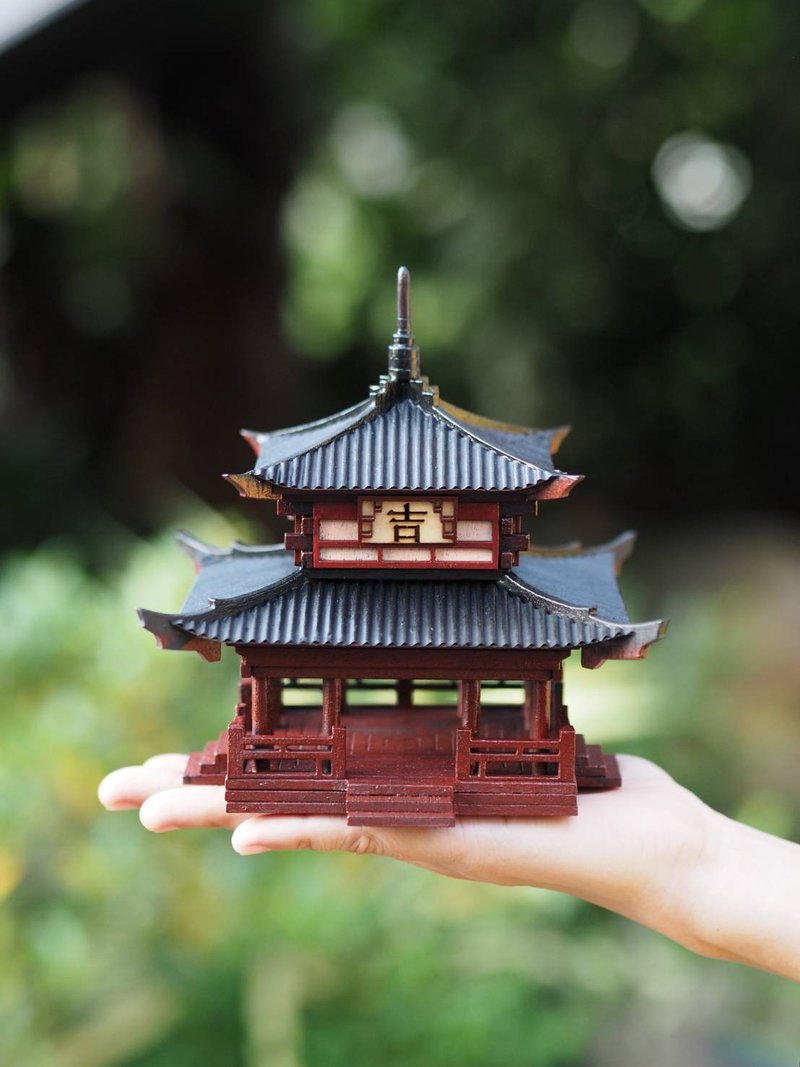 Japanese pavilion model scale model for diorama or home and garden decoration - 摆饰 - 木头 红色