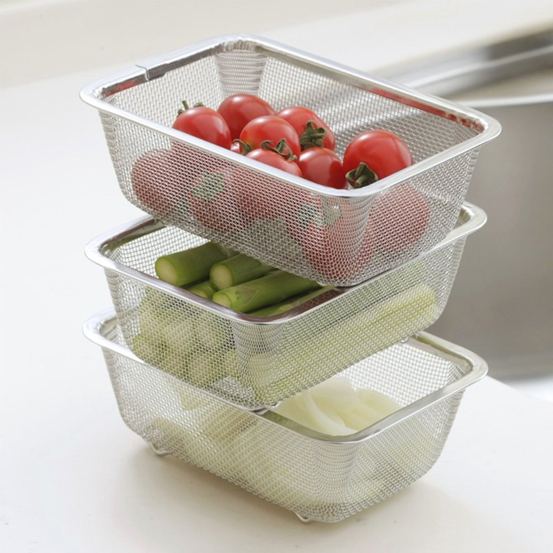 日本 下村工业 日本制不锈钢调理滤水篮3件组 - 厨房用具 - 不锈钢 银色