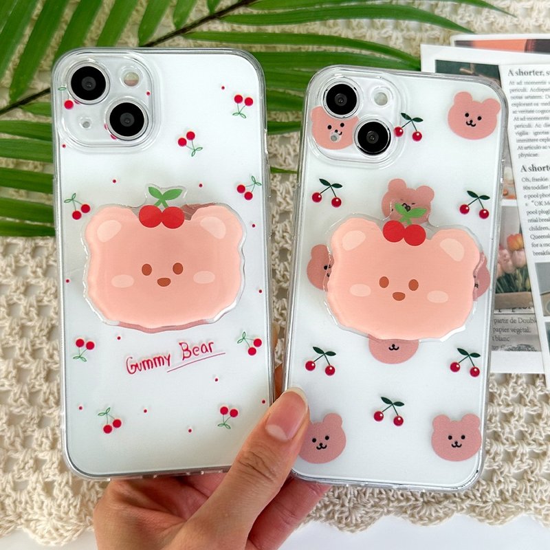 小熊软糖 iPhone 手机情侣透明保护壳压克力托克套装 - 手机壳/手机套 - 塑料 多色