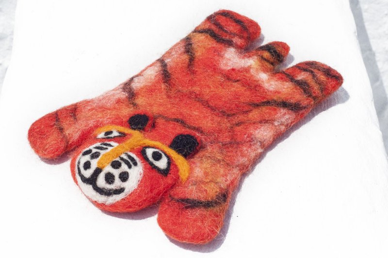 圣诞礼物民族风森林系羊毛毡杯垫 动物 动物杯垫-橘老虎吸水杯垫 - 杯垫 - 羊毛 橘色