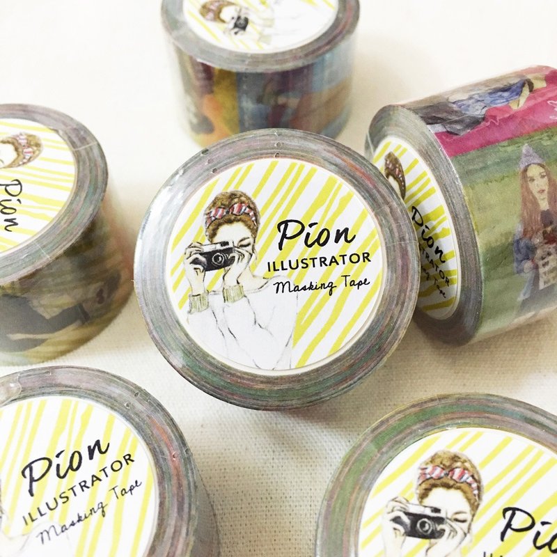 一格一格女孩 / 2.5cm纸胶带 - 纸胶带 - 纸 黄色