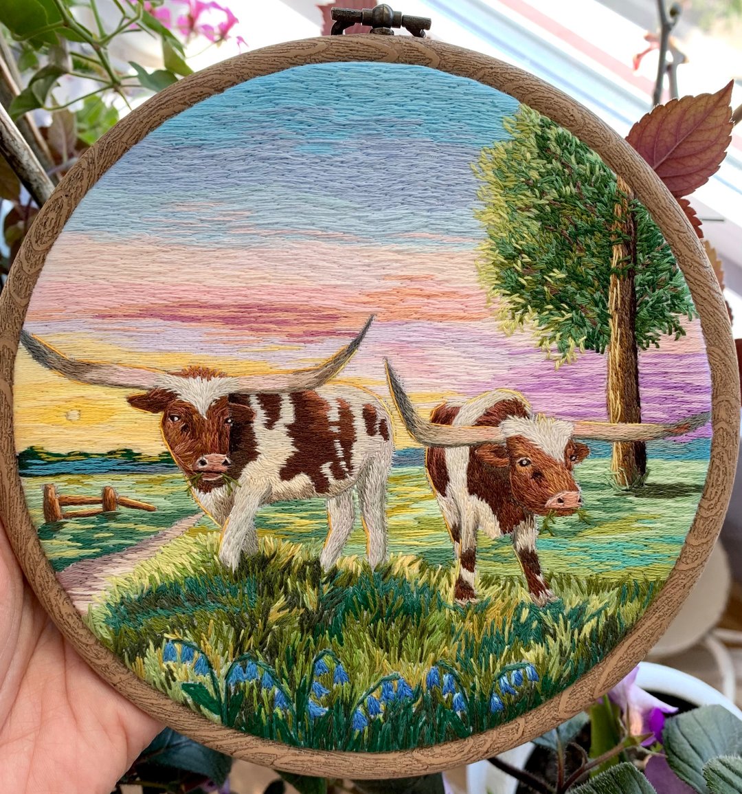 Commission Embroidery Art, Thread Painting - 墙贴/壁贴 - 绣线 