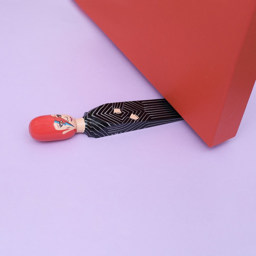 Wedgie 音乐流行摇滚 手工绘制门档 DOOR STOPPER (MAJOR DAVE) - 玩偶/公仔 - 木头 黑色