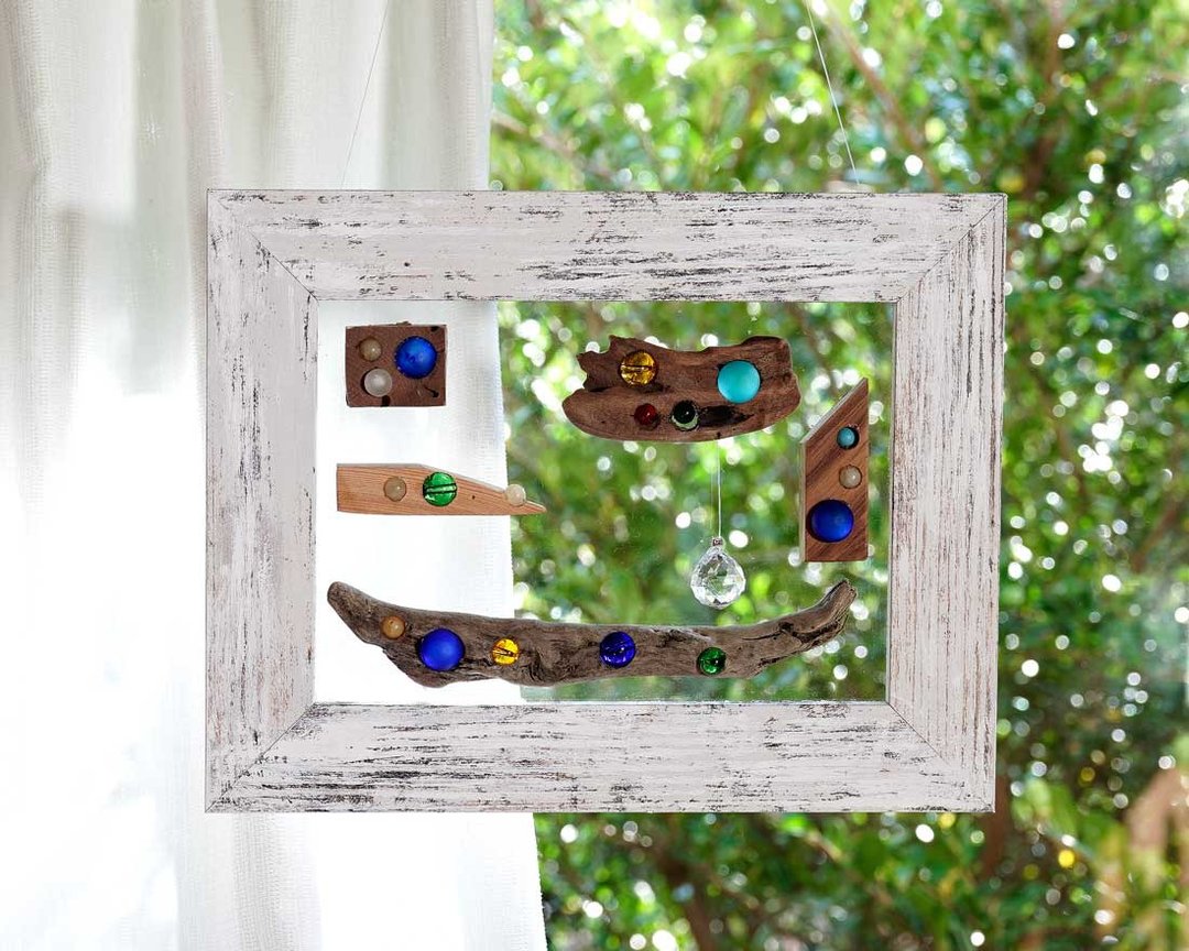 driftwood sun catcher window decoration glass ball glass ball marble wall décor natural art ２６ - 墙贴/壁贴 - 木头 咖啡色
