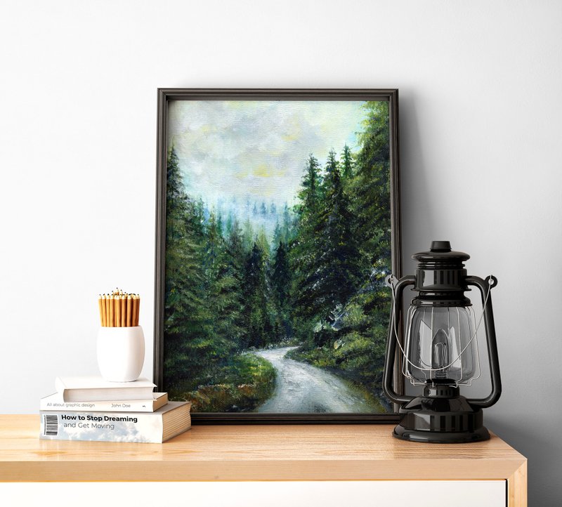 【云雾山峦】限量版复制画 | 山林石道自然风景 | 松木林画作挂画 - 海报/装饰画/版画 - 纸 