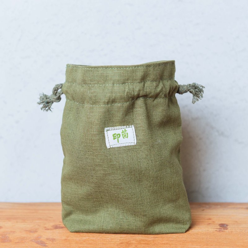 印茴手工小布袋 green ( F -062 ) - 化妆包/杂物包 - 其他材质 卡其色