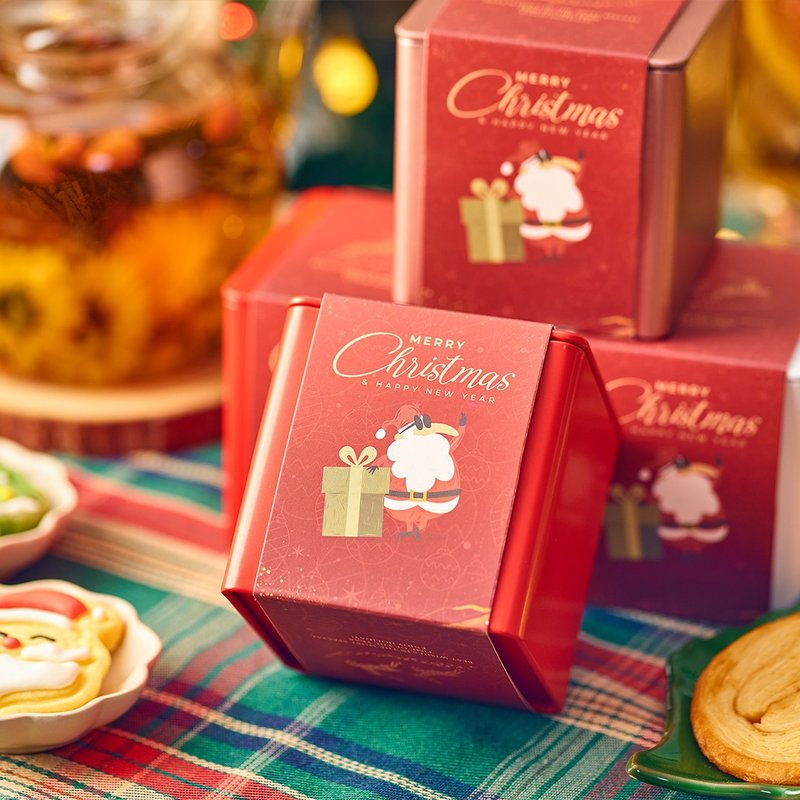 圣诞礼物推荐 (预算30内) 圣诞方形礼罐 花茶 曲奇 姜饼人 - 手工饼干 - 其他金属 红色