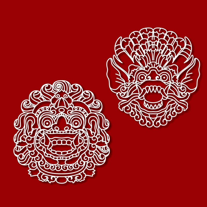 Barong svg, bali mask svg, balinese mask svg, barong png, barong cut file, SVG - 图文模板设计 - 其他材质 