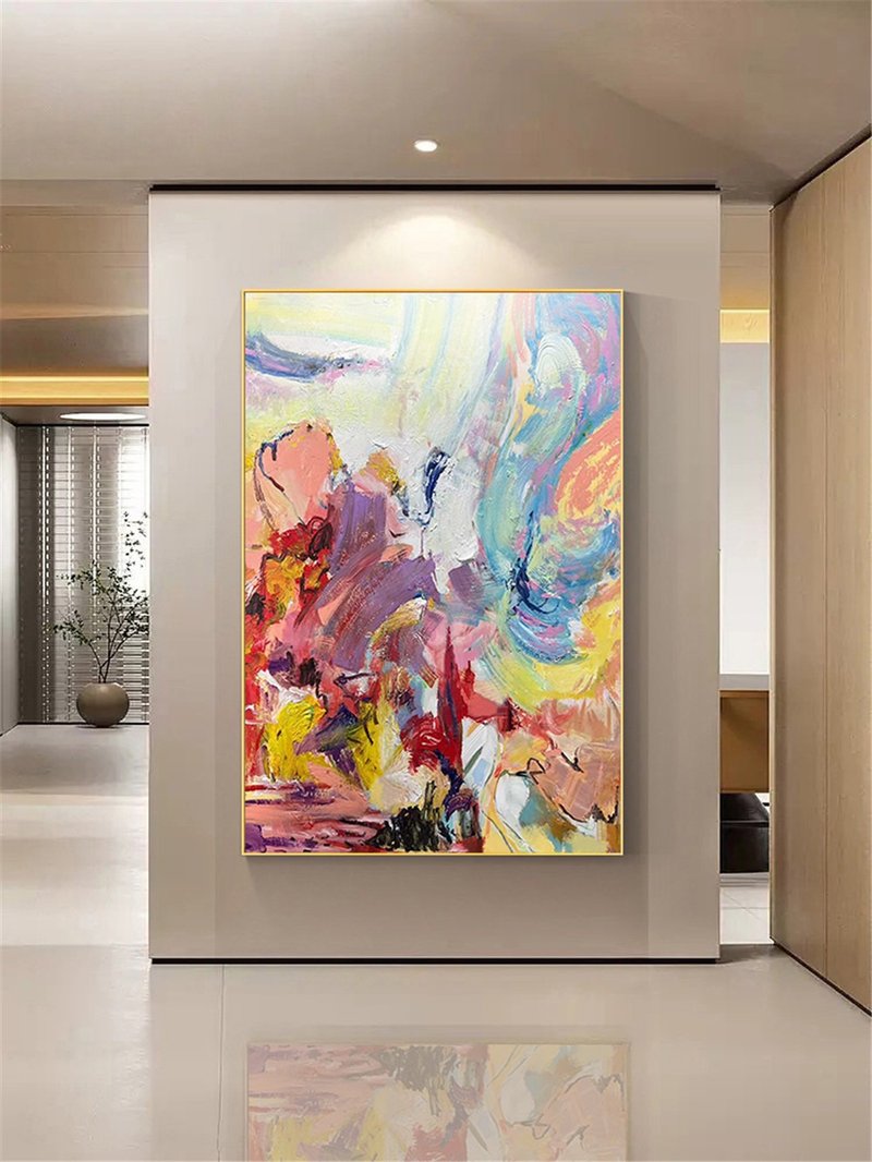 斑斓 手绘油画/抽象/原创商品/装饰画/挂画/客厅/走廊/玄关挂画 - 海报/装饰画/版画 - 亚麻 多色