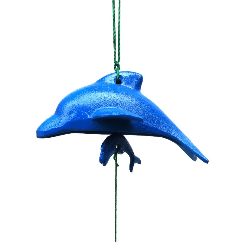 南部铁器 风铃 海豚 父母和孩子 海蓝色 日本制 - 摆饰 - 其他金属 蓝色