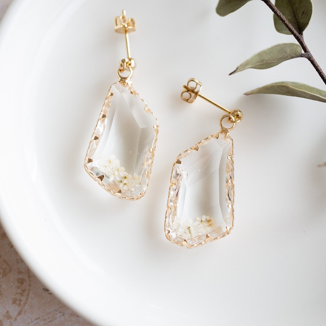 crystal earrings - 耳环/耳夹 - 树脂 透明