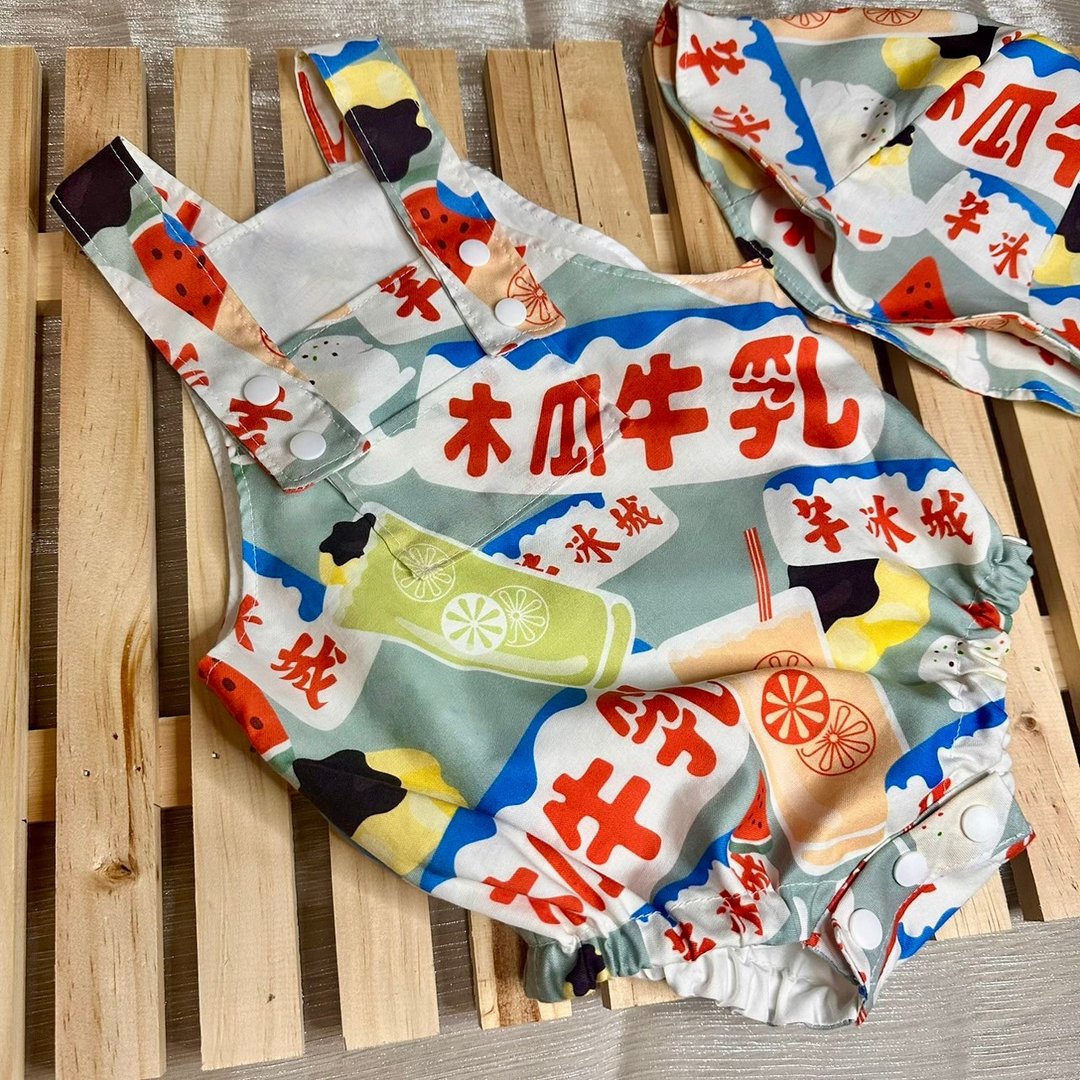 木瓜牛奶小孩吊带裤包屁衣 - 包屁衣/连体衣 - 棉 绿色