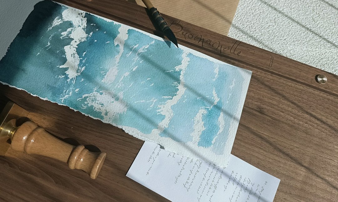 海域 (碧) 海 波 水面 透明感 水彩 背景素材 PET 和紙膠帶 - 纸胶带 - 其他材质 多色