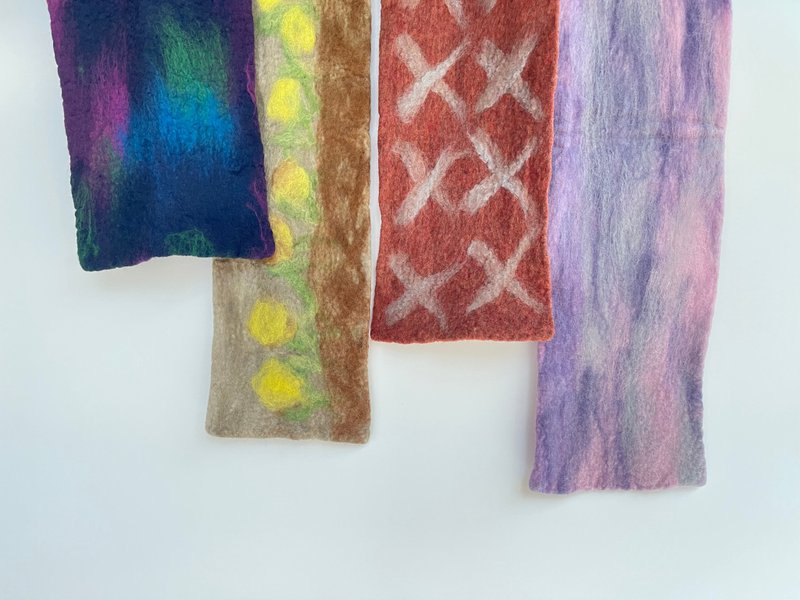 顶级美丽诺蝴蝶结羊毛围巾 - 围巾/披肩 - 羊毛 多色