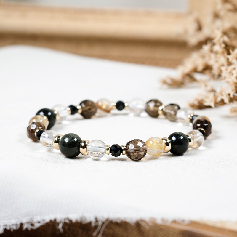 绿幽灵 茶晶 金发晶 白水晶 手链 天然矿石水晶 - 手链/手环 - 宝石 多色