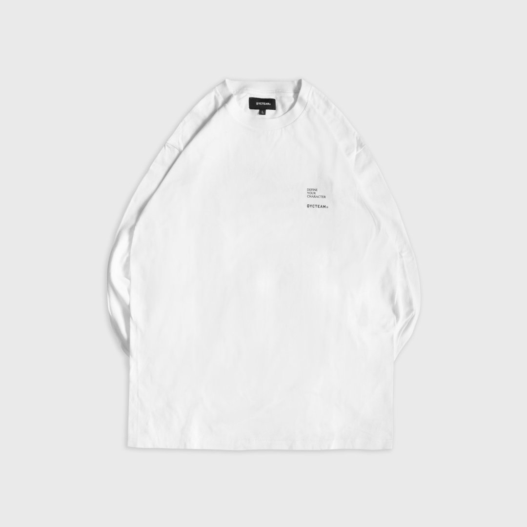 DYCTEAM - slogan long sleeve tee (white) - 中性连帽卫衣/T 恤 - 棉 白色