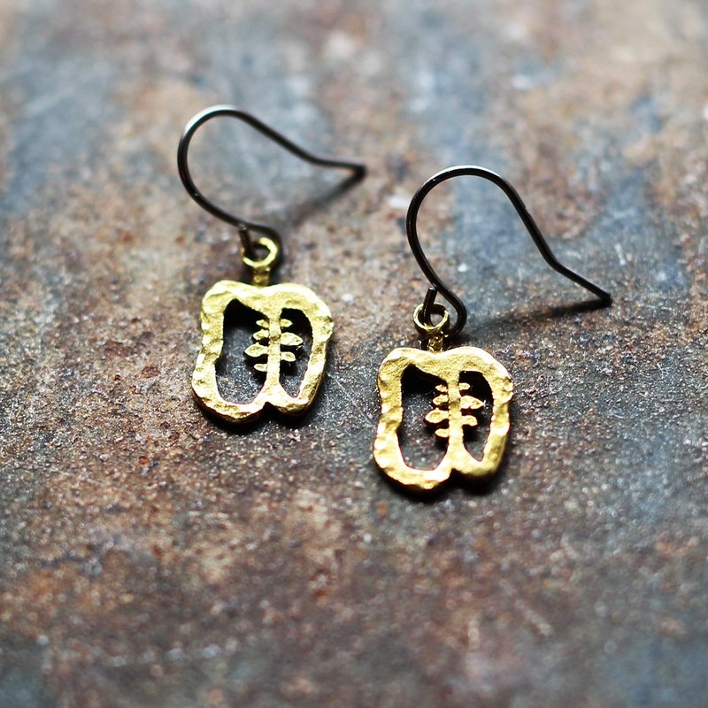 Bell pepper earrings P208 - 耳环/耳夹 - 其他金属 金色