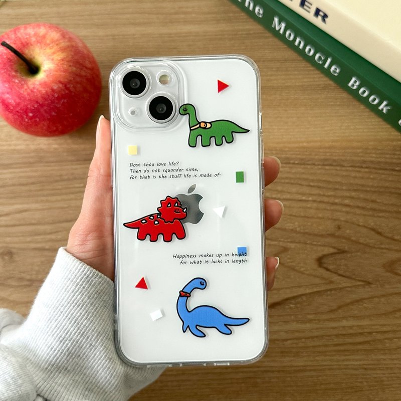 iPhone 16/15/14/13/12/11/XS/XR/7/8/SE2/SE3 彩虹恐龙透明手机壳 - 手机壳/手机套 - 塑料 多色