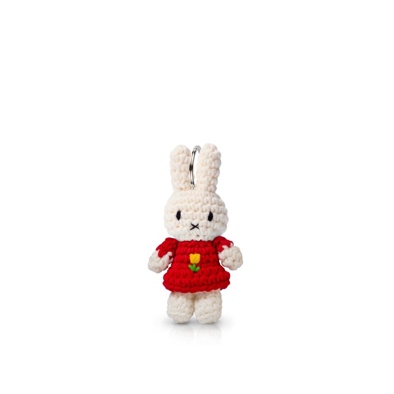 Just Dutch | Miffy 手工编织 红色 郁金香 钥匙圈 吊饰 - 玩偶/公仔 - 棉．麻 红色
