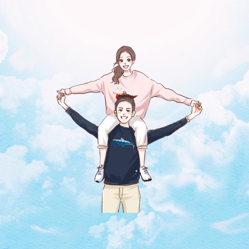 【定制似颜绘】手绘人像 情侣绘图 韩式画风 ⋯HG韩风全身⋯ - 订制画像 - 其他材质 