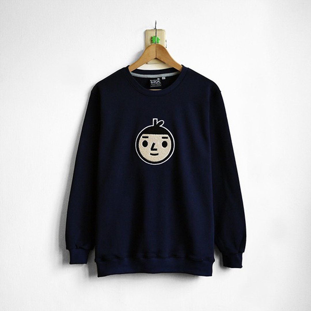 【BestFriend】Jumbo BoyFriend Long Sleeve Sweat / 长袖大学T (深蓝) - 中性连帽卫衣/T 恤 - 棉 蓝色
