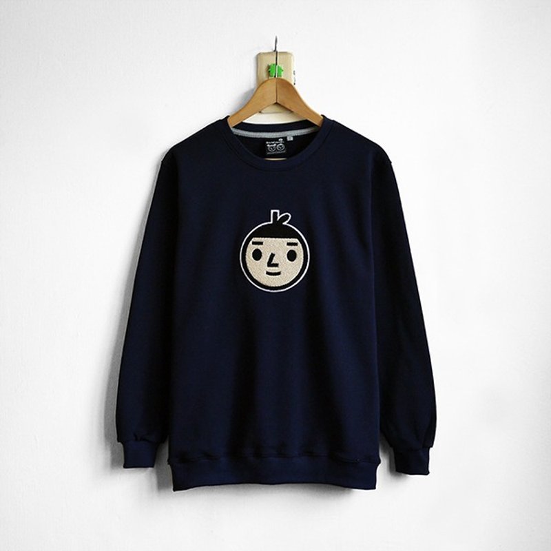 【BestFriend】Jumbo BoyFriend Long Sleeve Sweat / 长袖大学T (深蓝) - 中性连帽卫衣/T 恤 - 棉．麻 蓝色