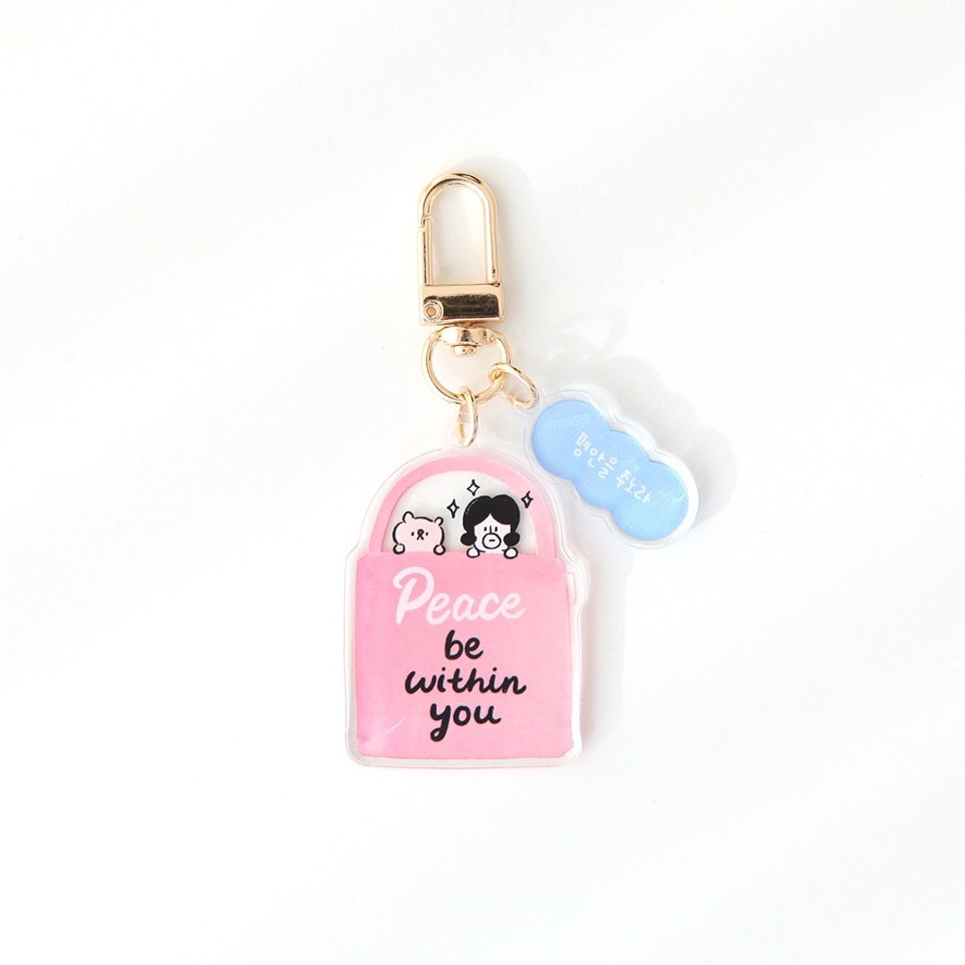 Hello DunDun 哈啰登登系列 压克力 Key Ring  09.Peace - 钥匙链/钥匙包 - 塑料 白色